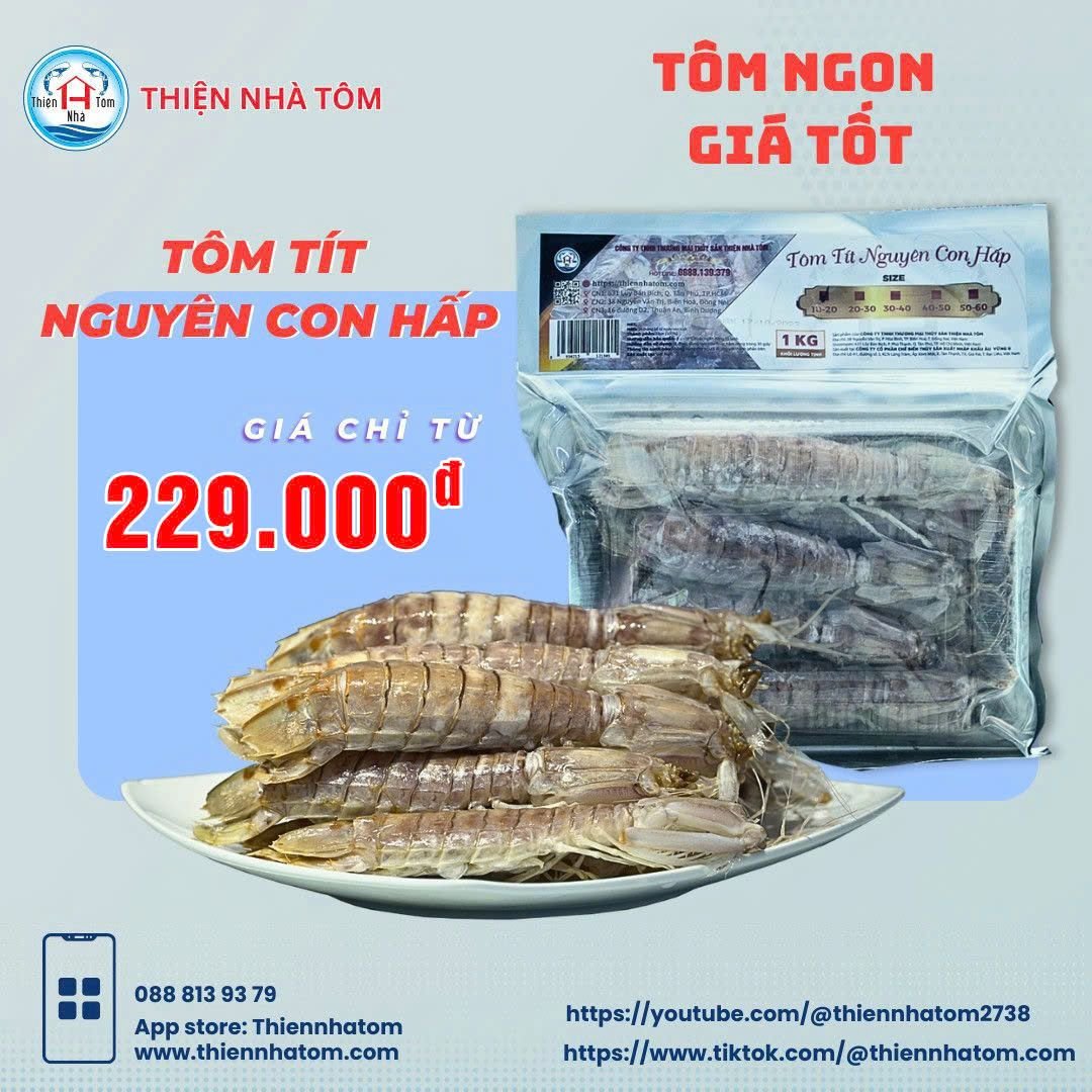  Tôm Tít (Bề Bề) Nguyên Con Hấp Hộp 1kg 