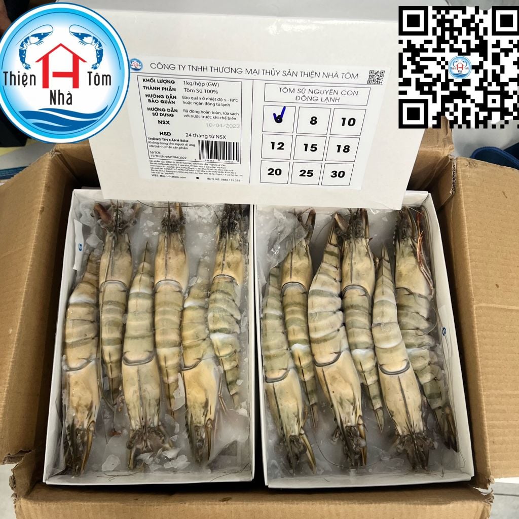  Tôm Sú Đông Siêu Tốc Hộp Vừa thùng 6.5kg 
