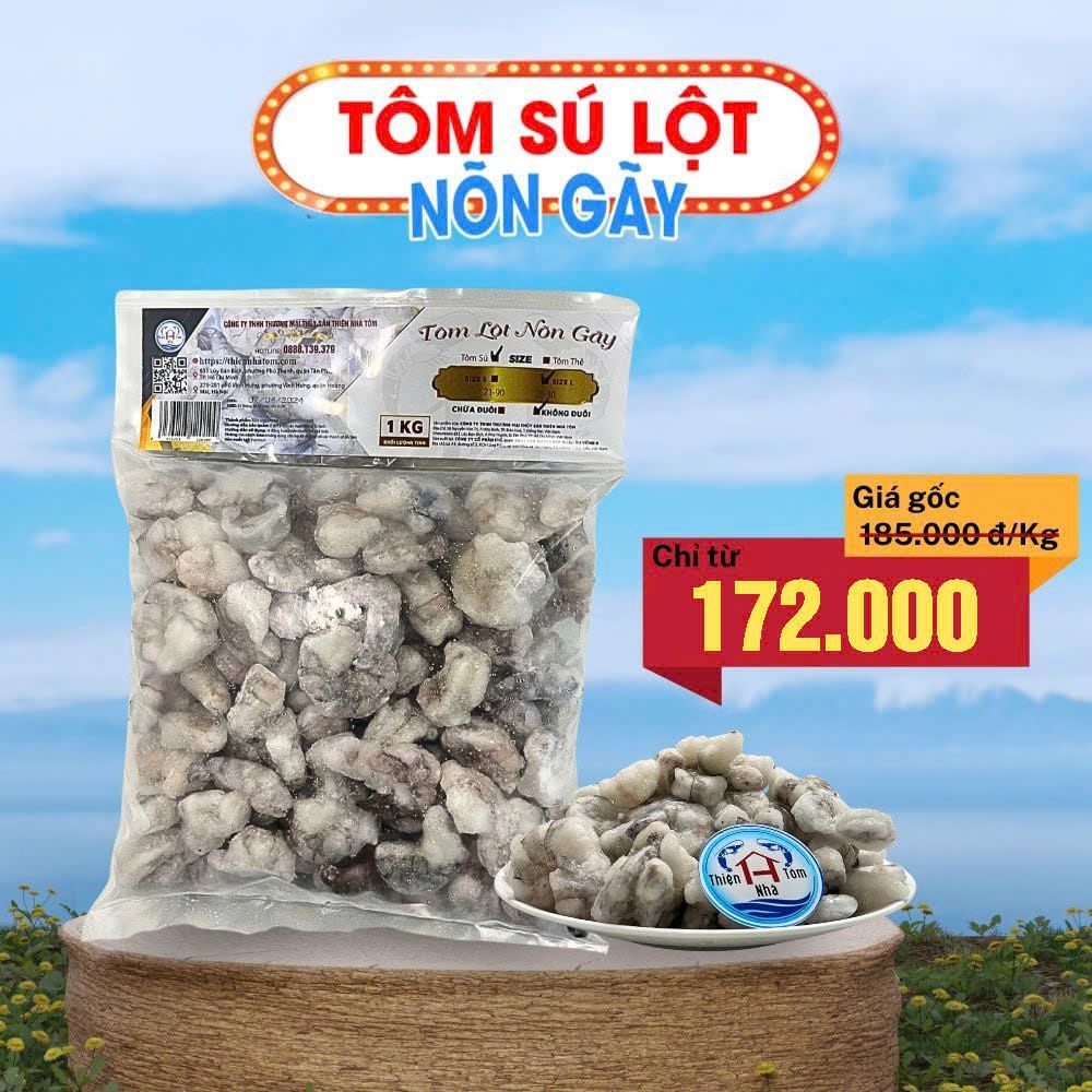  Tôm Sú Nõn Gãy (Vị Giòn - Ngọt)  - Túi 1kg 