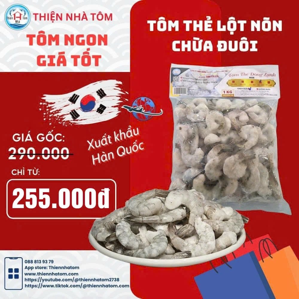  Tôm Thẻ Lột Nõn Chừa Đuôi(Giòn-Ngọt) Túi 1kg 
