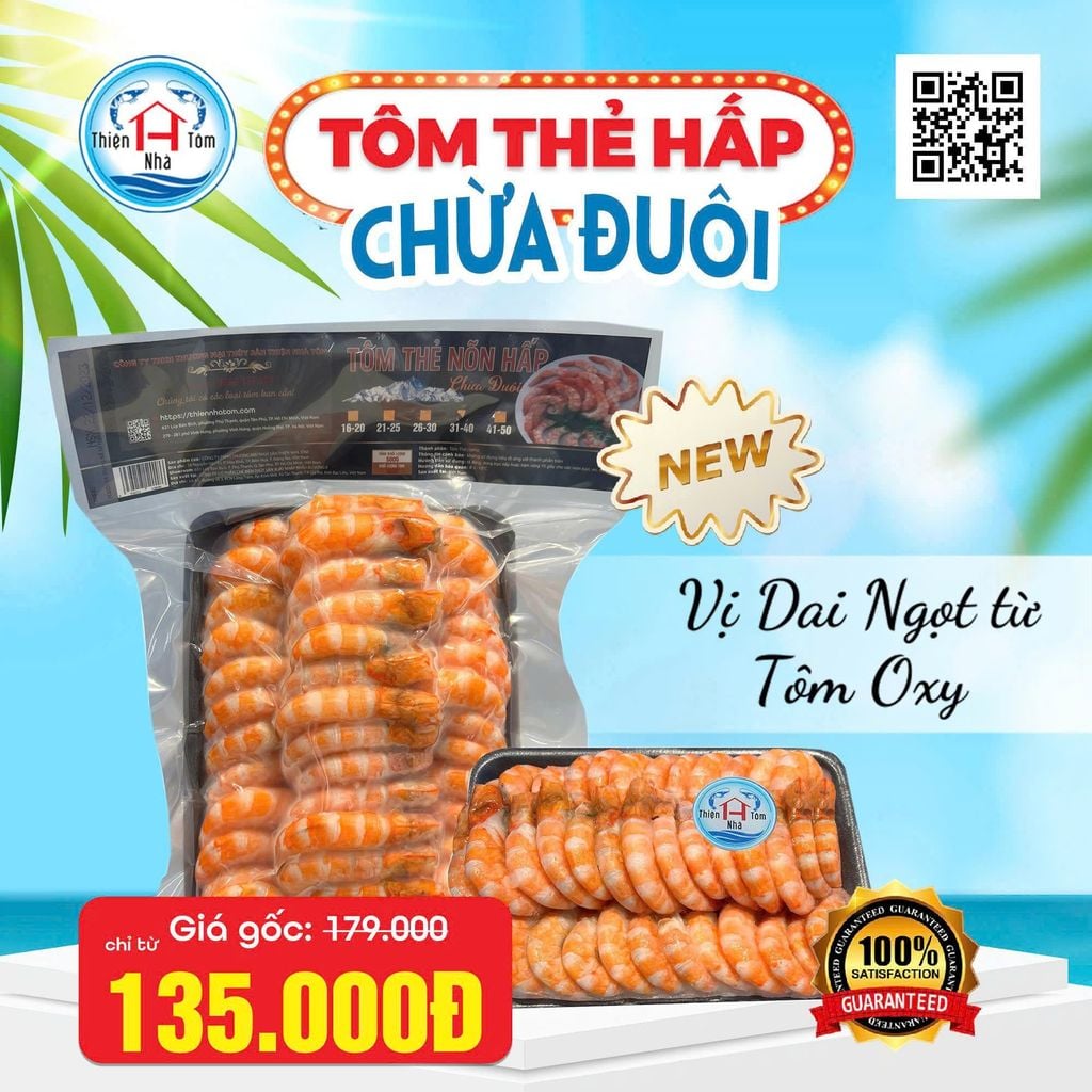  Tôm Thẻ Hấp Chừa Đuôi Khay 500Gr (Vị Dai - Ngọt) 