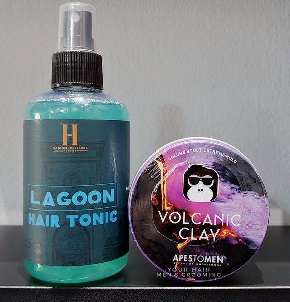  COMBO Sáp vuốt tóc Volcanic Clay 80ml + Xịt tặng độ phồng Lagoon 200ml 