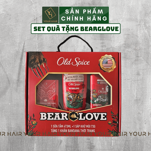  Set Hộp quà Sữa Tắm Old Spice Bearglove 473ml + Sáp Khử Mùi Bearglove 73g | Tặng kèm 1 Khăn Tắm Bandana 