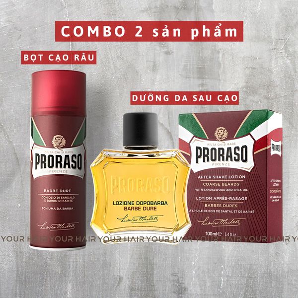  COMBO Bọt cạo Râu & Dưỡng Da sau cạo Proraso Nourish Shaving Foam 300ml & Aftershave 100ml 