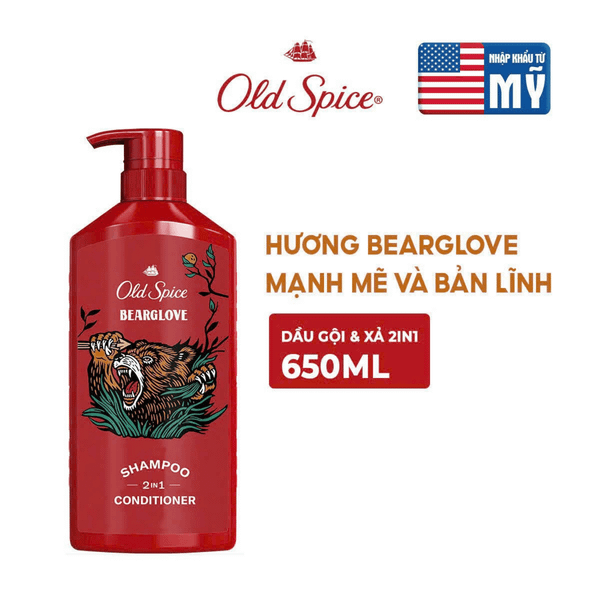  Dầu gội kèm dầu xả 2in1 Old Spice Shampoo & Conditioner Bearglove - 650ml 