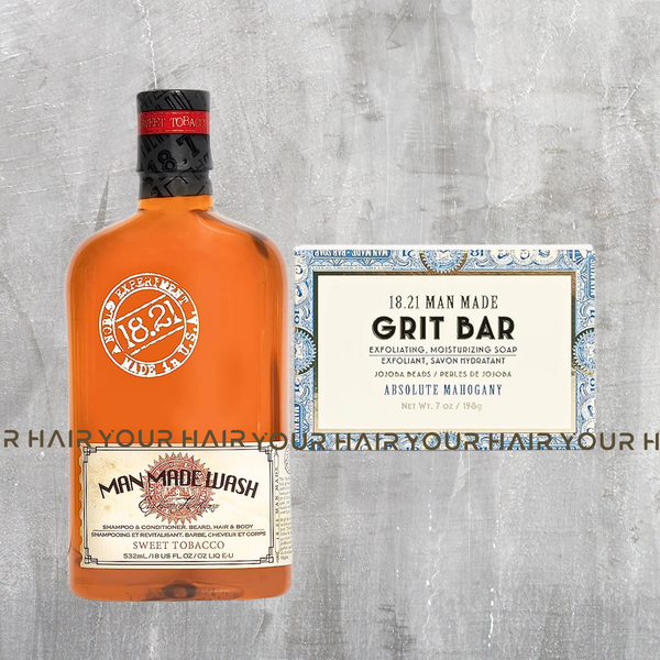  [COMBO] Sữa TẮM GỘI XẢ 3 trong 1 + Xà phòng khử độc da | 18.21 Man Made Wash 3 in 1 - 500ml & Detox Bar Soap 198g 