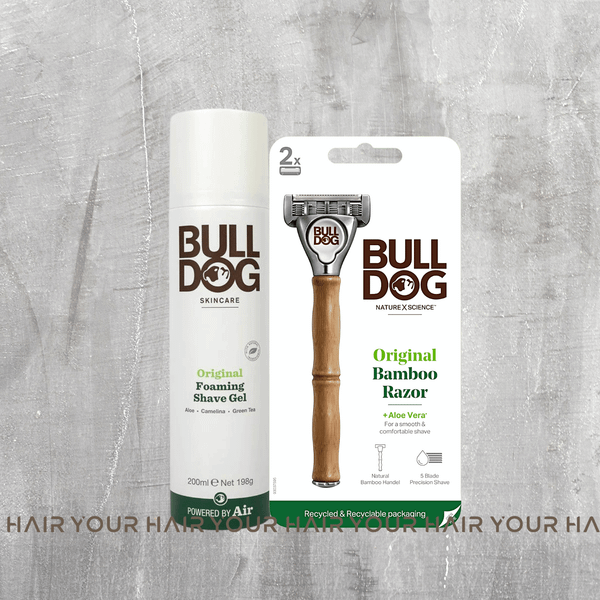  COMBO Bọt và Dao cạo râu cho da thường Bulldog Original Foaming Shave gel & Bambo Razor 