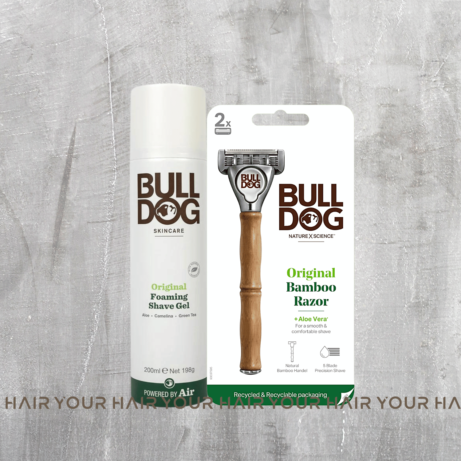 COMBO Bọt và Dao cạo râu cho da thường Bulldog Original Foaming Shave gel & Bambo Razor