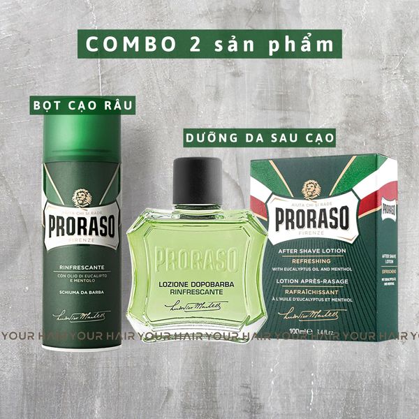  COMBO Bọt cạo Râu & Dưỡng Da sau cạo Proraso Refresh Shaving Foam & Aftershave 