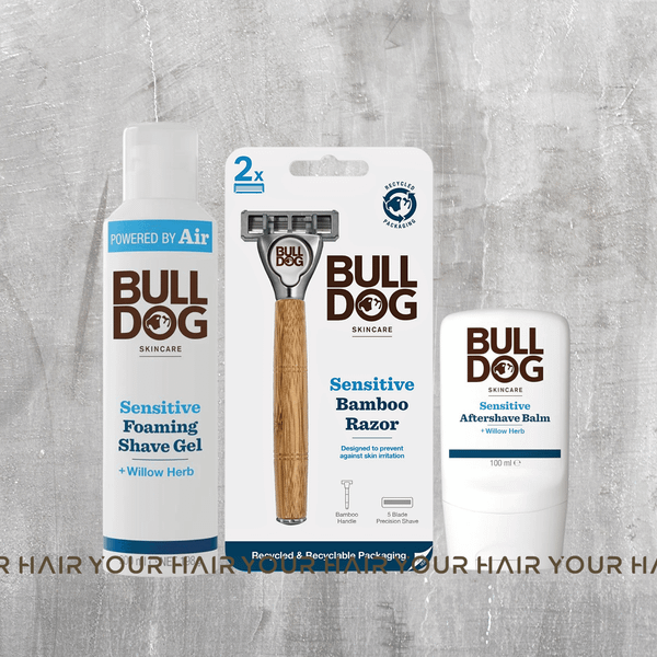  COMBO Cạo râu cho da nhạy cảm Bulldog Sensitive Shave gel + Bambo Razor + Aftershave Balm 