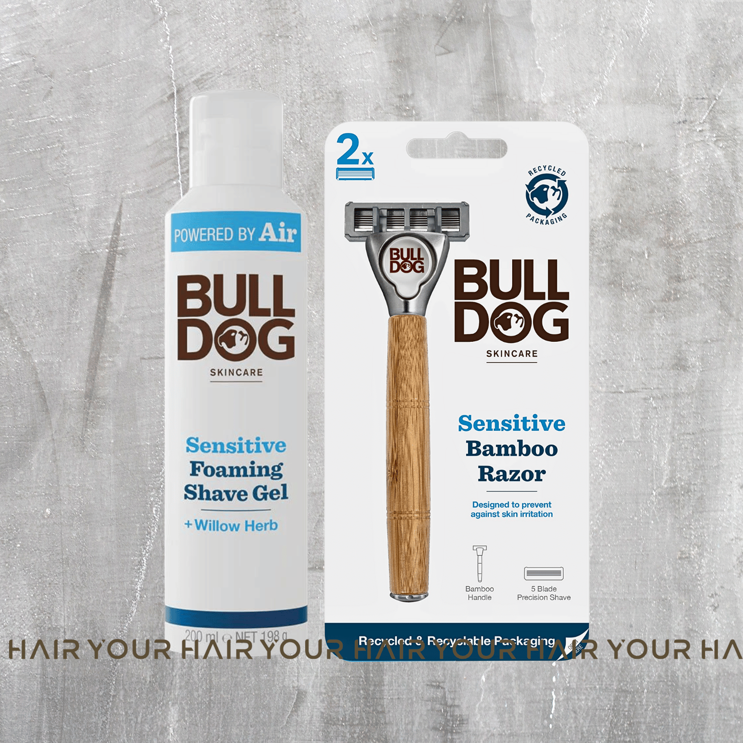 COMBO Bọt và Dao cạo râu cho da nhạy cảm Bulldog Sensitive Foaming Shave gel & Bambo Razor