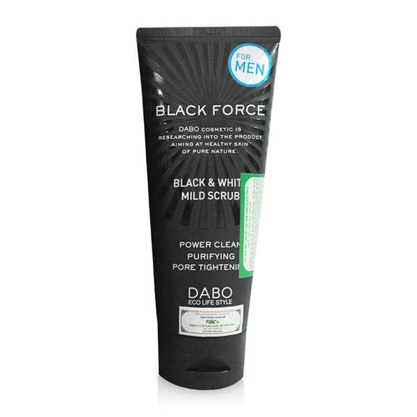  Sữa Rửa Mặt làm sạch và tẩy da chết Dabo Black Force Foam Cleanser Black & White Mild Scrub - 120ml 
