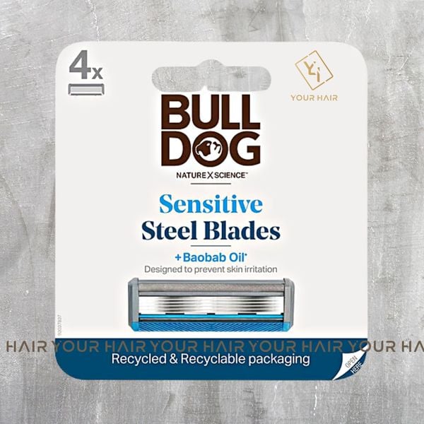  Bộ 4 lưỡi dao cạo râu cho da nhạy cảm Bulldog Sensitive Steel Blades 