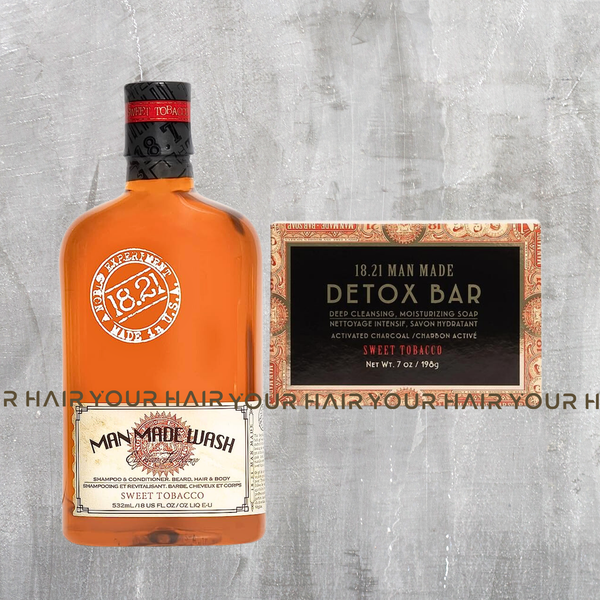  [COMBO] Sữa TẮM GỘI XẢ 3 trong 1 + Xà phòng khử độc da | 18.21 Man Made Wash 3 in 1 - 500ml & Detox Bar Soap 198g 