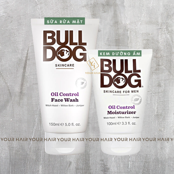  [COMBO da dầu] Sữa rửa mặt Face Wash 150ml và dưỡng ẩm Moisturiser 100ml | Bulldog Oil Control 