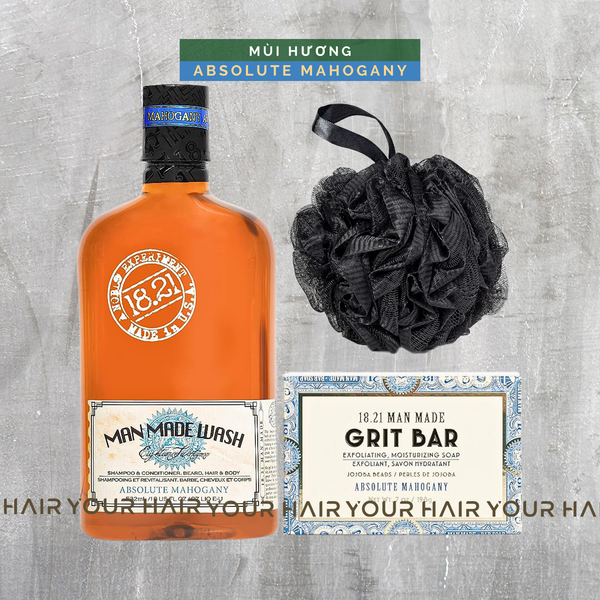  [COMBO] Sữa TẮM GỘI XẢ 3 trong 1 + Xà phòng khử độc da | 18.21 Man Made Wash 3 in 1 - 500ml & Detox Bar Soap 198g 