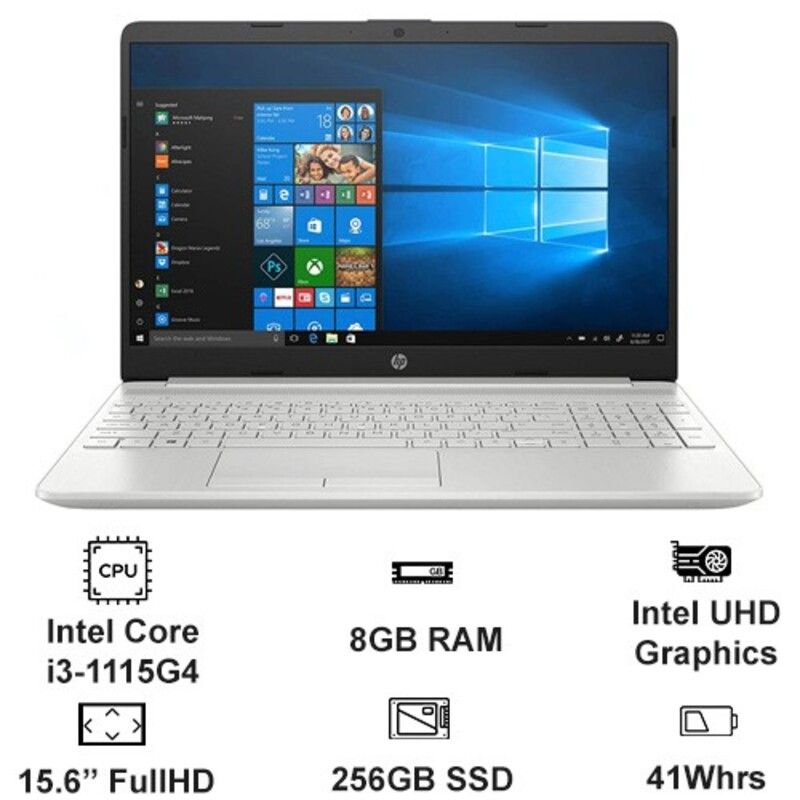 LAPTOP HP 15 DW3033DX (405F6UA)(I3 1115G4/8GB/256GB SSD/15.6 FHD/WIN/BẠC)