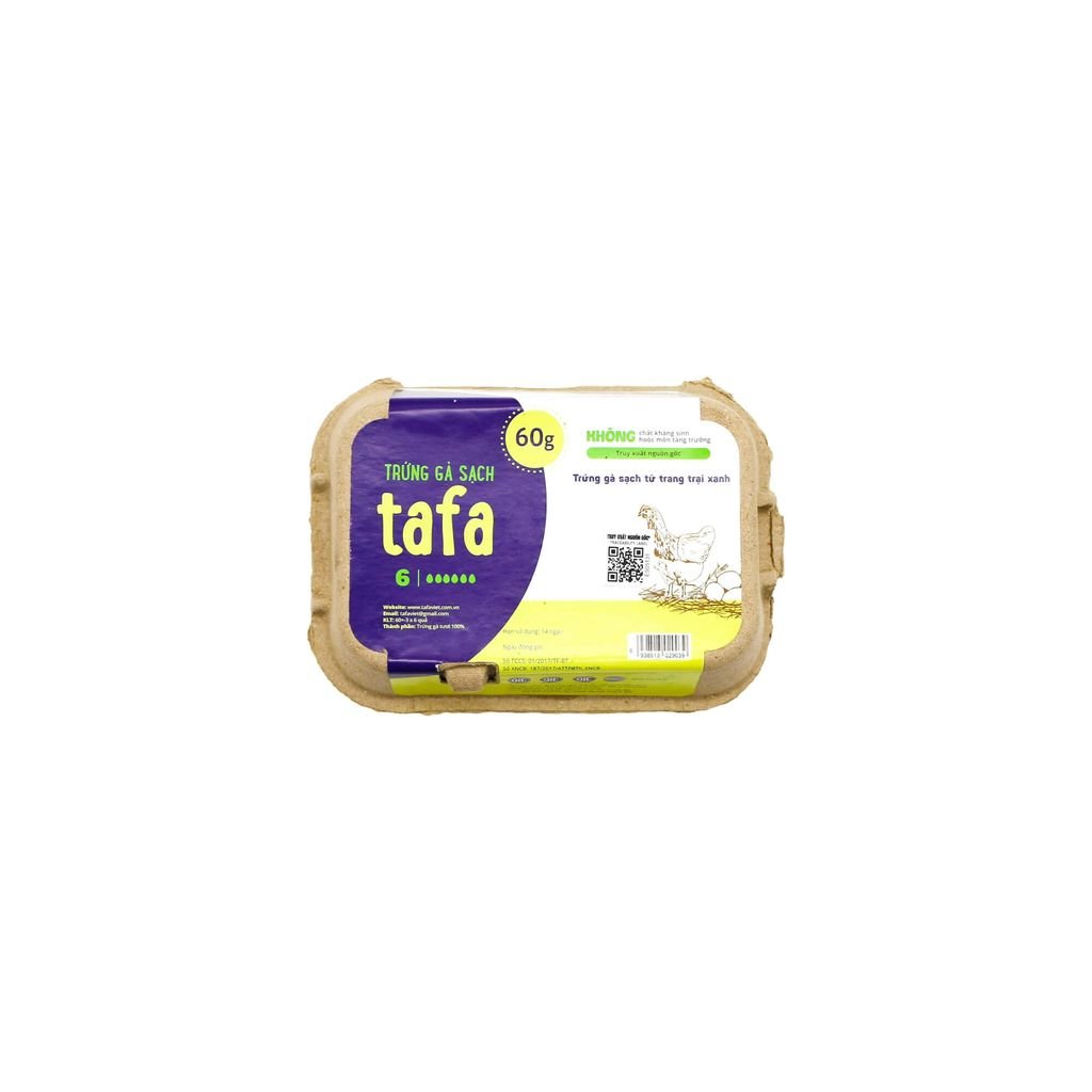 Trứng gà tươi cao cấp Tafa hộp giấy 6 quả (360g), 100% date mới, Trứng sạch chuẩn VietGap