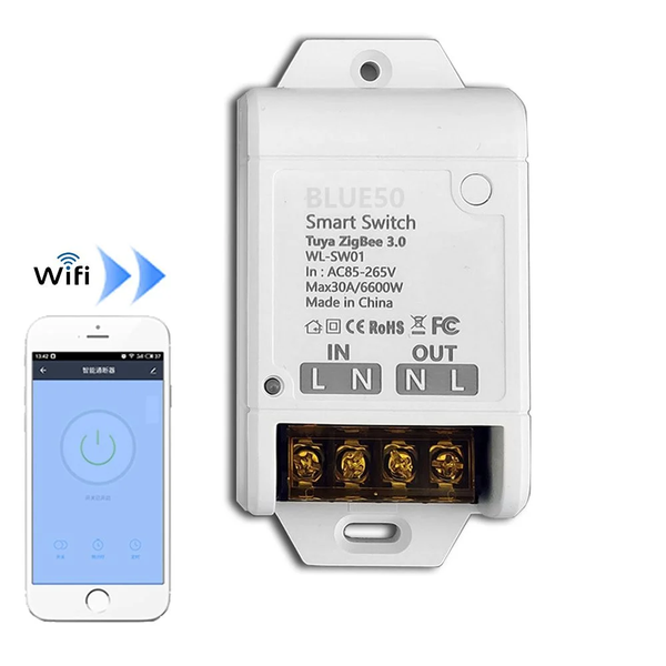  Công tắc điều khiển bằng điện thoại wifi 30a 220v  smart witch cho máy bơm nước 
