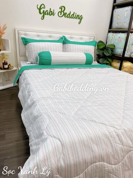  Satin Sọc Xanh Lý 