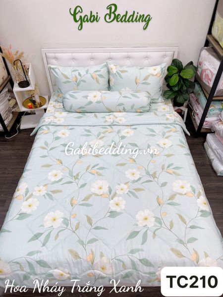  Tencel Hoa Nháy Trắng Xanh 