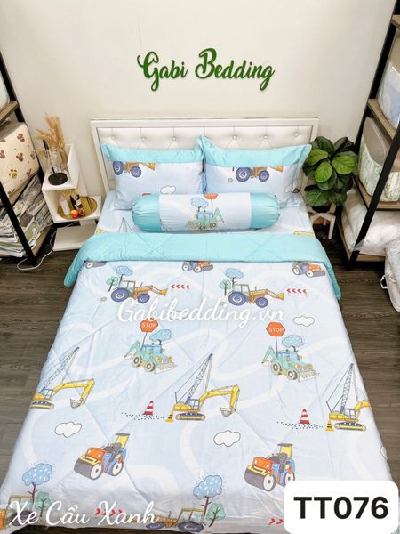  Lụa Tơ Tằm Xe Cẩu Xanh 