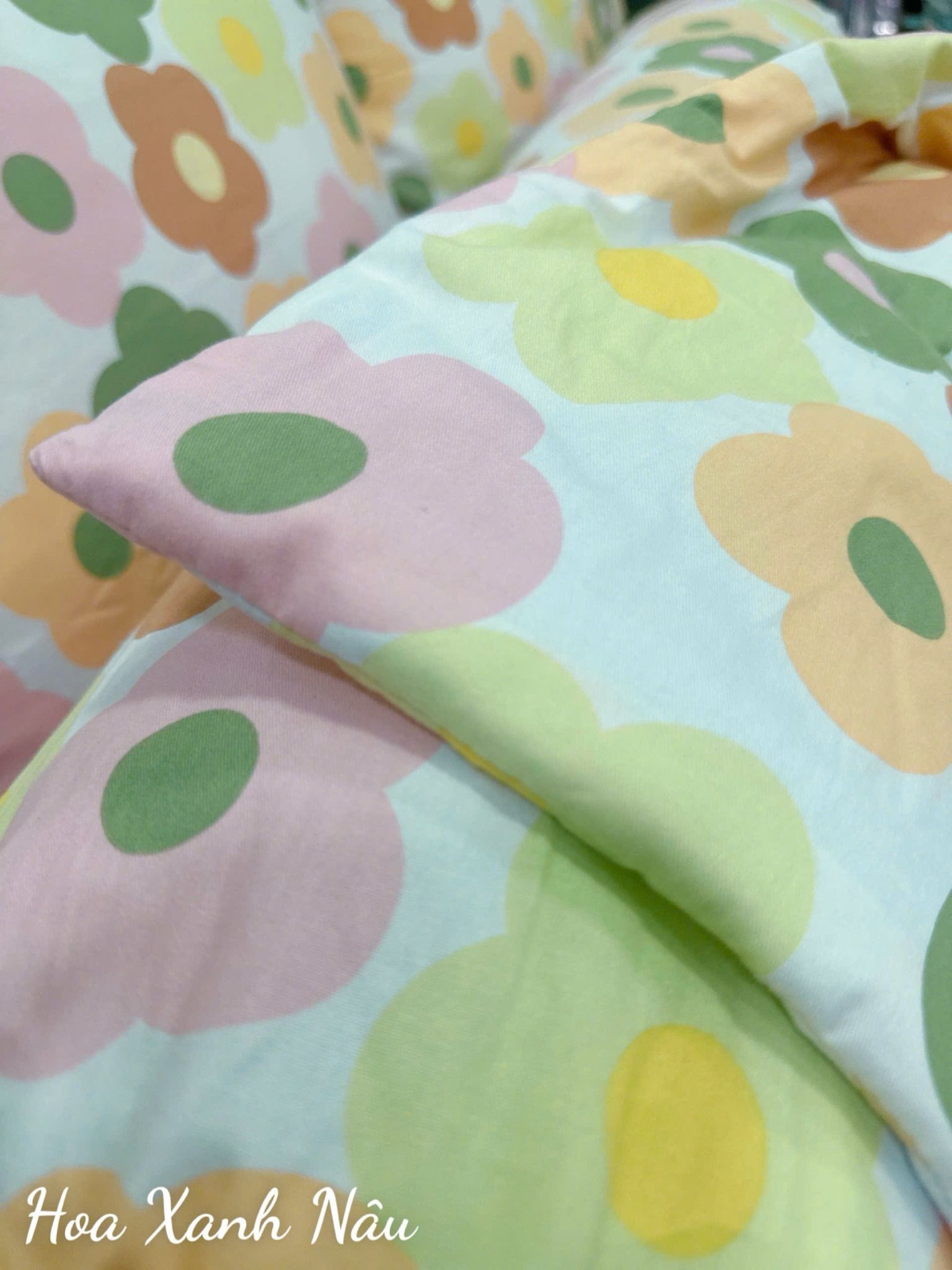  Cotton Hoa Xanh Nâu 