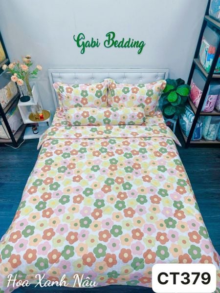  Cotton Hoa Xanh Nâu 