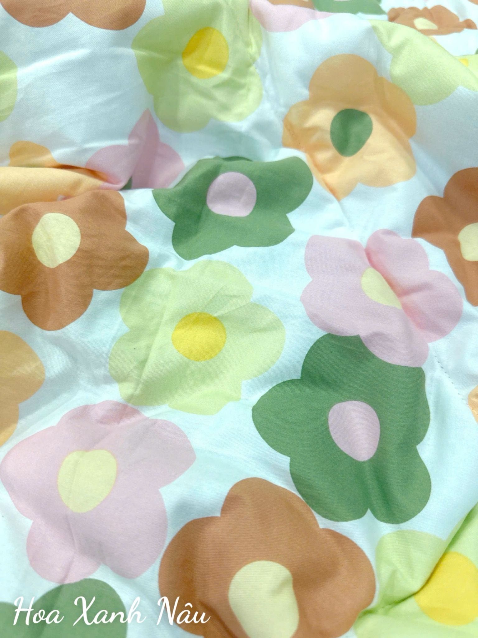  Cotton Hoa Xanh Nâu 