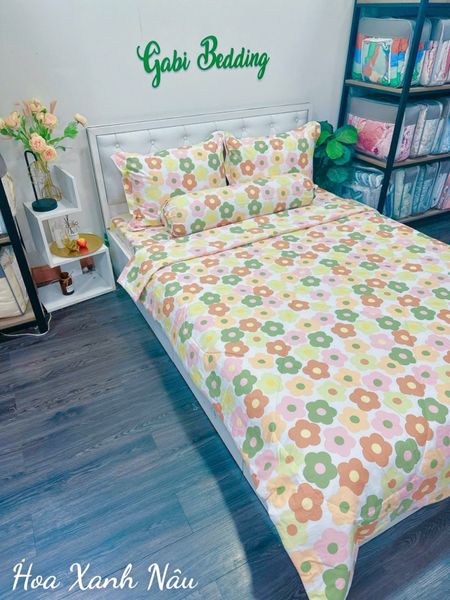  Cotton Hoa Xanh Nâu 