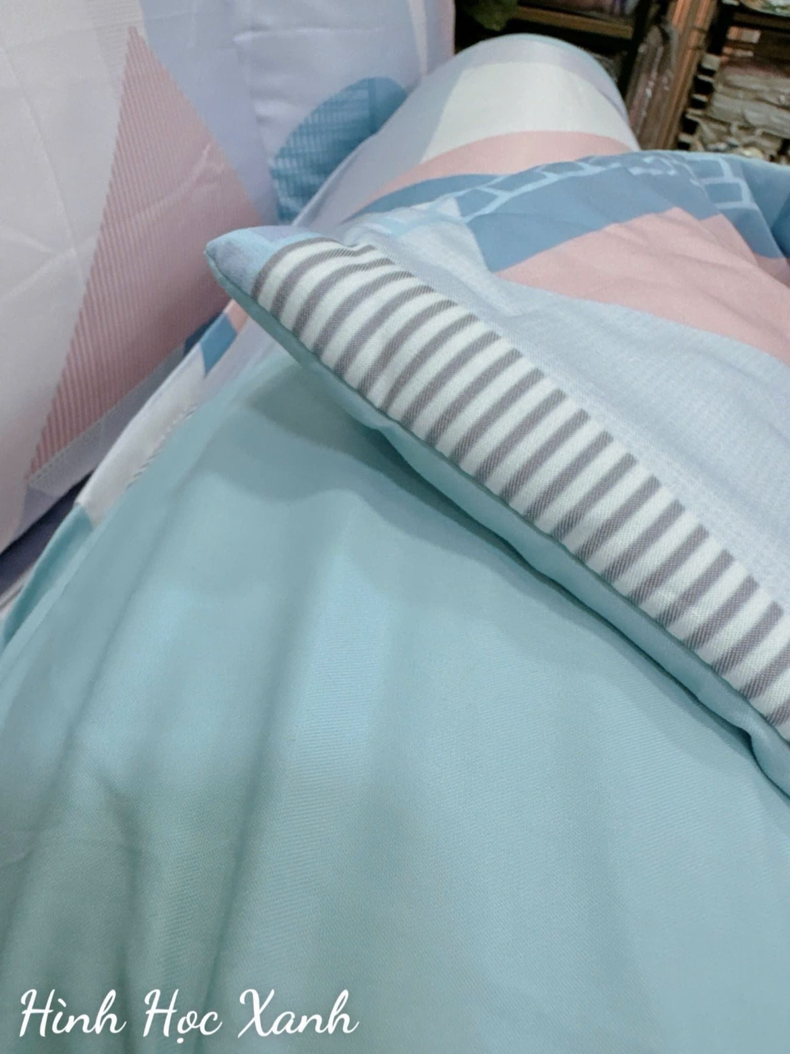  Tencel Hình Học Xanh 