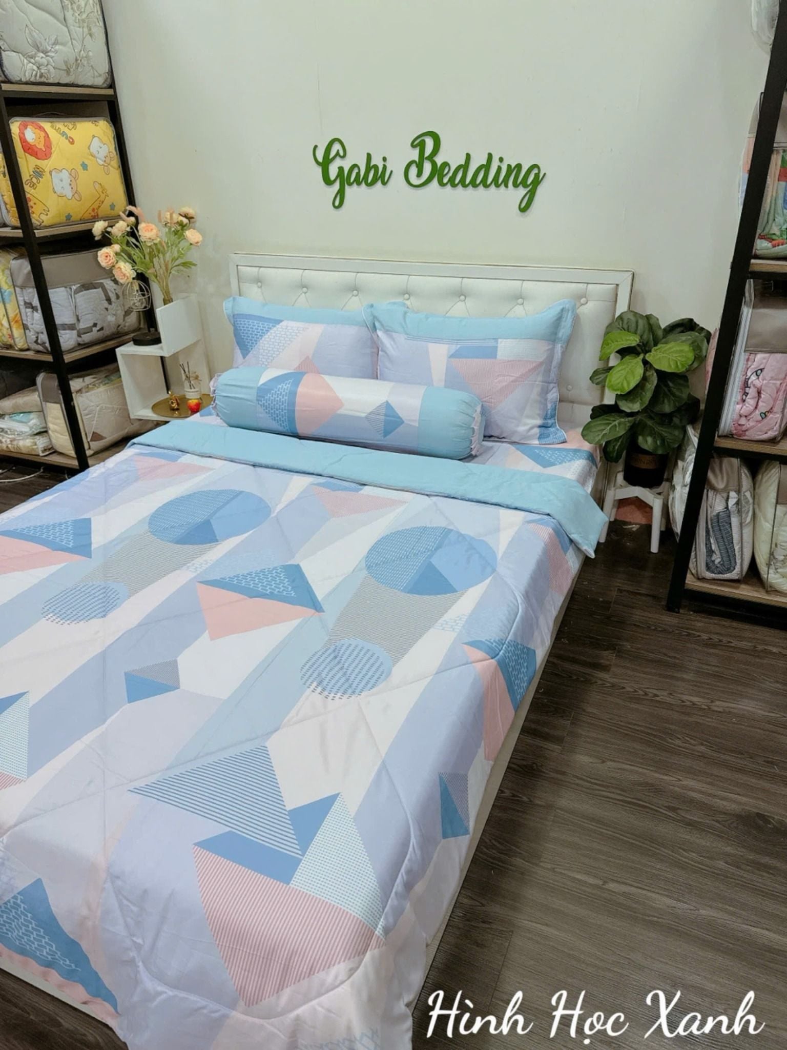  Tencel Hình Học Xanh 