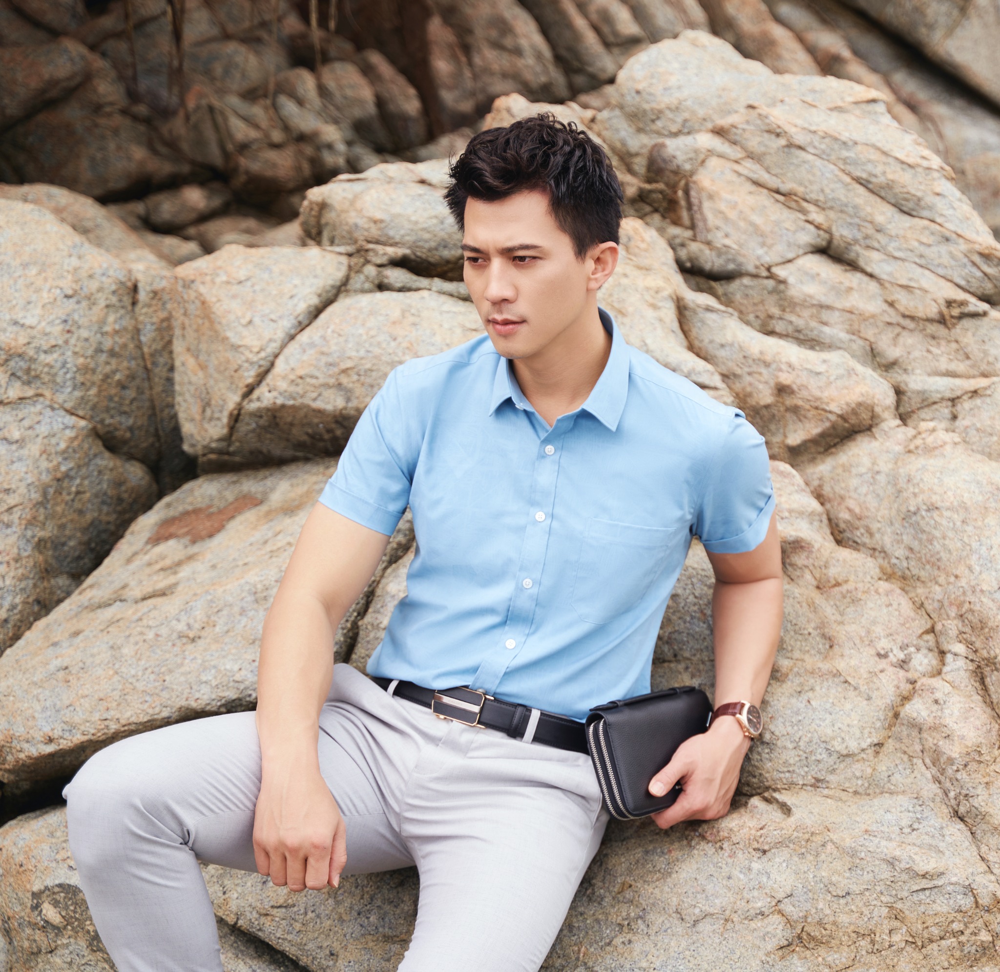 Áo sơ mi nam ngắn tay CALUCI MSS3195R