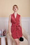 Noelle Vintage Button Silk Dress