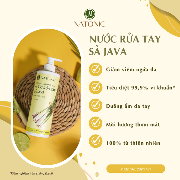  Nước rửa tay Sả Java - Giảm viêm ngứa da, dưỡng ẩm - 100% từ thiên nhiên 