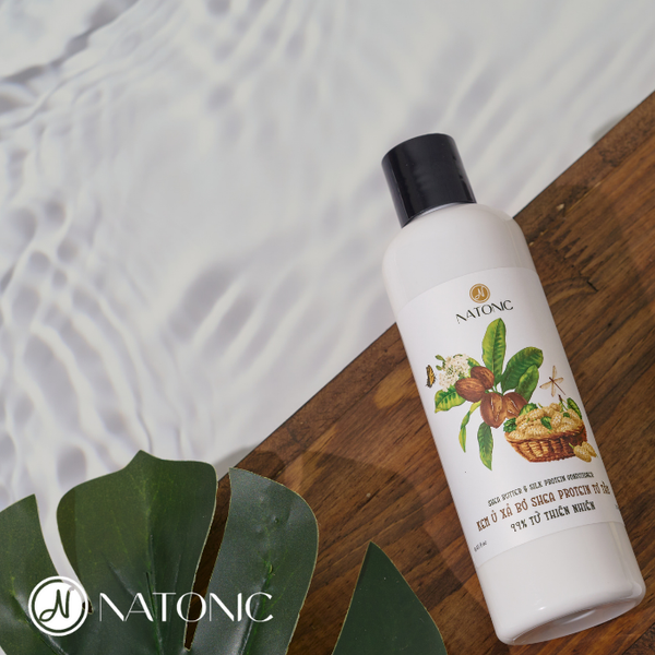  Kem ủ xả Tơ tằm Natonic - Phục hồi tóc hư tổn, dưỡng tóc bóng mượt - Chai nắp ấn 250ml 