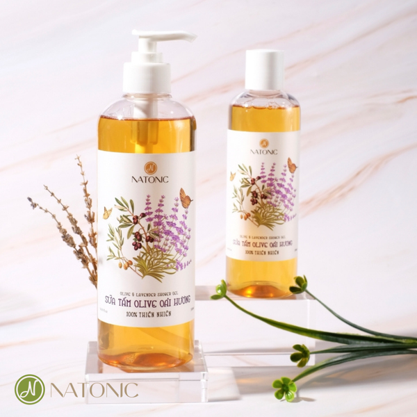  Sữa tắm Oải Hương Natonic - Sạch mụn lưng, da mềm mịn - Chai nắp nhấn 250ml 