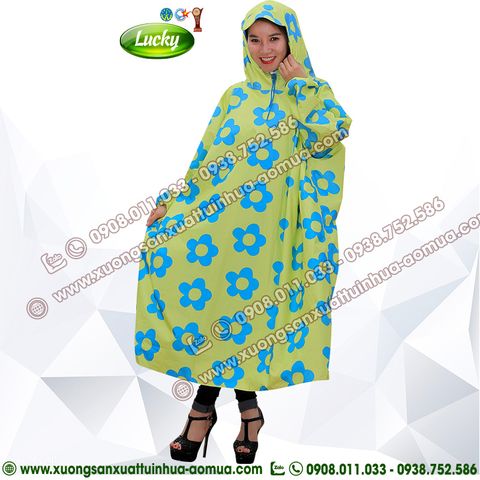 ÁO MƯA BÍT HÔNG VẢI XANH LÁ HOA
