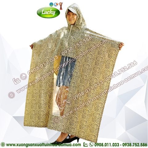 ÁO MƯA RỘNG KHỔ NHỰA HỌA TIẾT DA BÁO