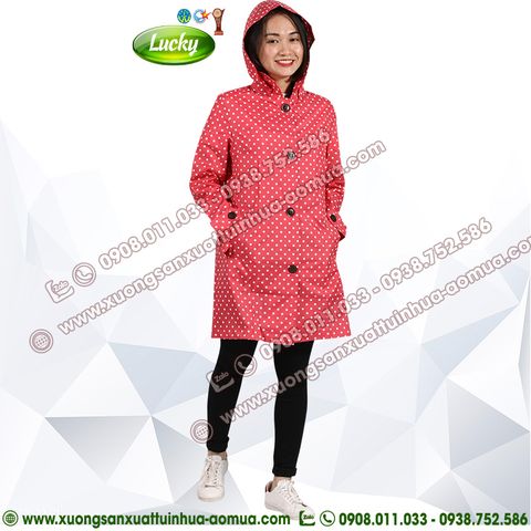 ÁO MƯA MĂNG TÔ ĐỎ CHẤM BI