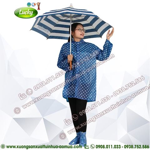 ÁO MƯA MĂNG TÔ XANH CHẤM BI