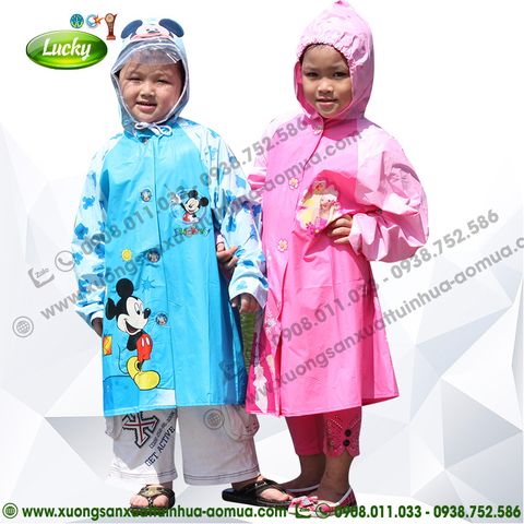 ÁO MƯA MĂNG TÔ TRẺ EM XANH-HỒNG