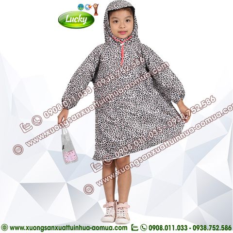 ÁO MƯA BÍT HÔNG VẢI TRẺ EM HỌA TIẾT DA BÁO
