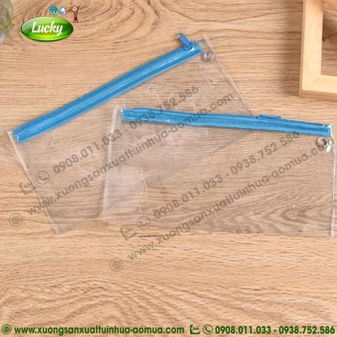 túi dây kéo khóa màu xanh dương