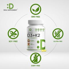 Deal Supplement Vitamin D3 5000IU + K2 100mcg