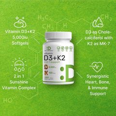 Deal Supplement Vitamin D3 5000IU + K2 100mcg