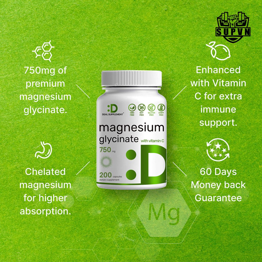 Deal Supplement Magnesium Glycinate 1000mg With Vitamin C