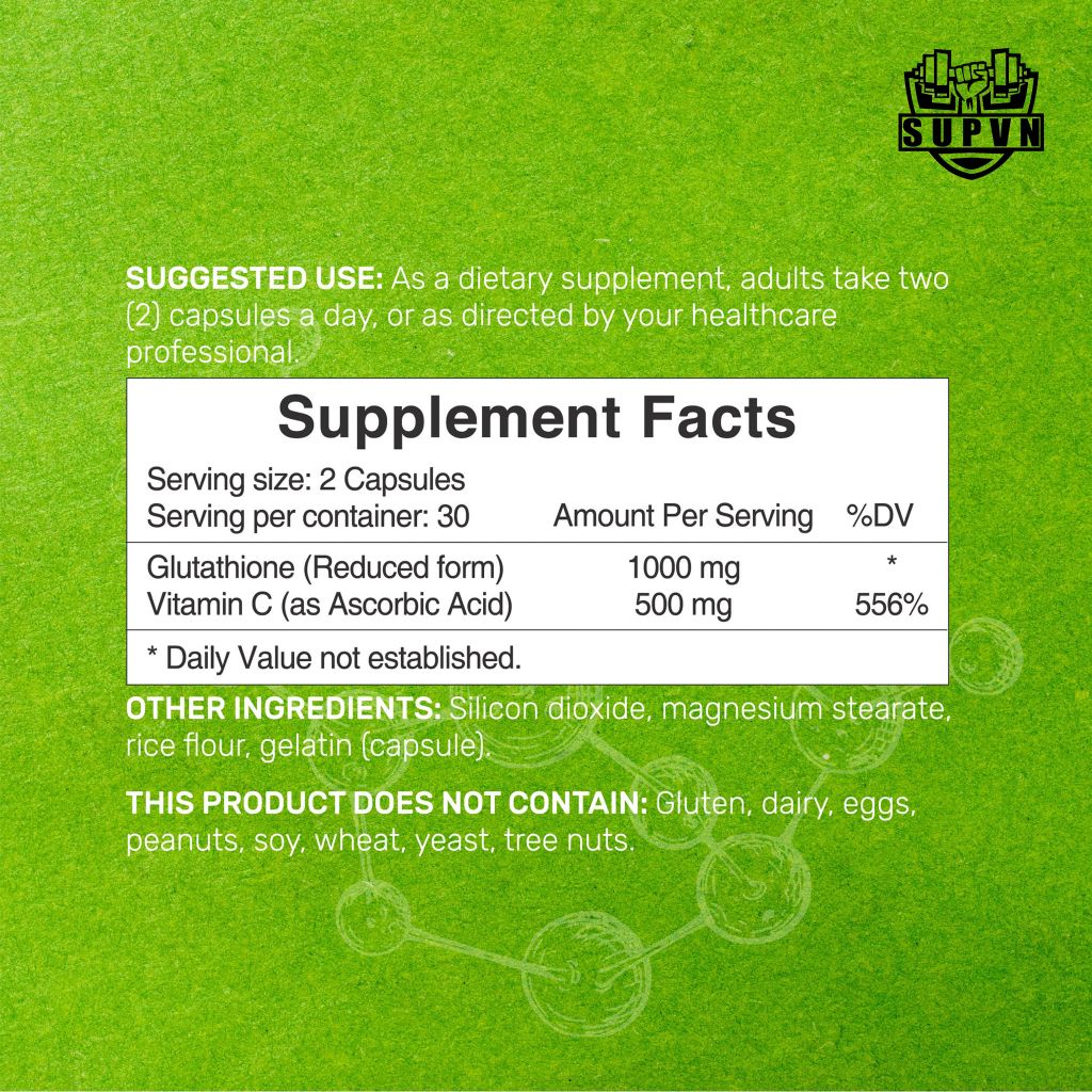 Deal Supplement Glutathione Reduced 1000mg + Vitamin C