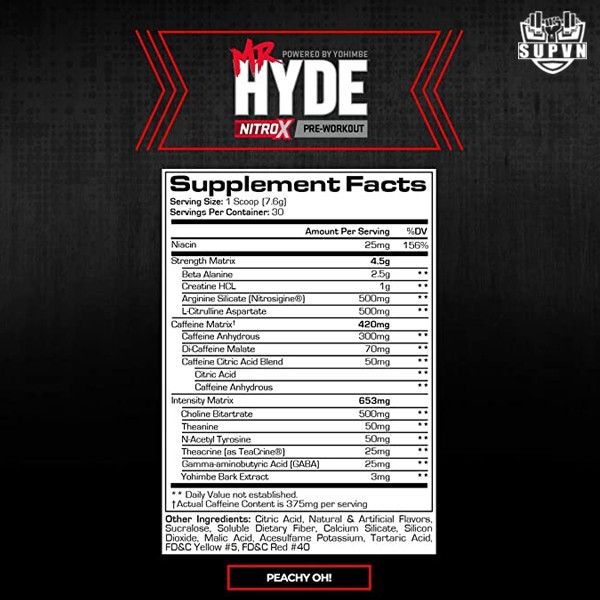 Mr Hyde NitroX Pre Workout Giữ Sự Tập Trung Tuyệt Đối SUPVN
