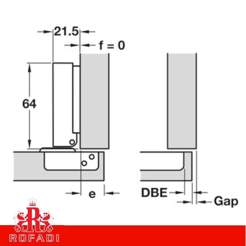 Bản lề giảm chấn trùm ngoài SUS304(lề A)